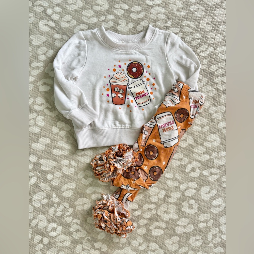 Posh Peanut 3T-4T coffee & donuts matching set